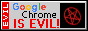 Google Chrome is Evil. To the right is a rotating, circumscribed pentacle.