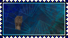 Animation of real cat walking up to the viewer against a blue and green geometric background
