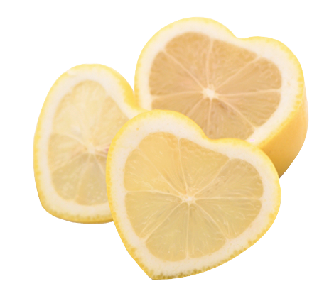 A heart-shaped lemon cut into slices