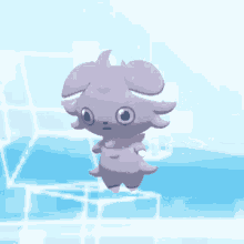 Gif of Pokemon video game. Espurr is walking abstract space.